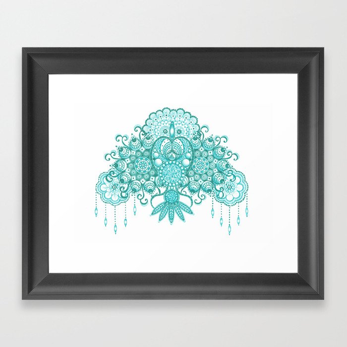 Aqua Mandala Framed Art Print