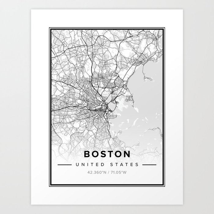 Boston Modern Map Art Print