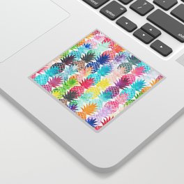 Hawaiian Pineapple Pattern Tropical Watercolor Sticker