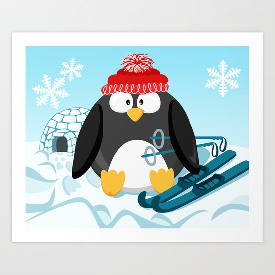 Penguin in January month series Art Print