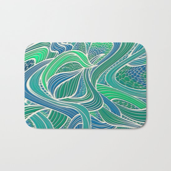 Abstract Wavy Leaves Bath Mat