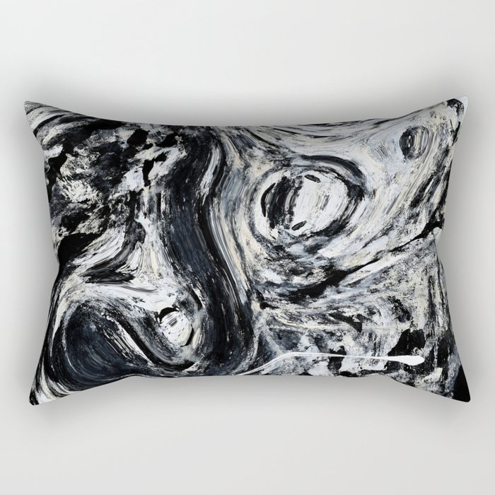 Velocity: A pretty abstract black and white painting by Alyssa Hamilton Art Rectangular Pillow