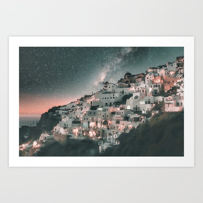 Santorini Night Sky Art Print