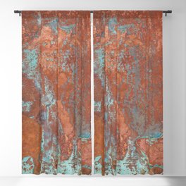 Tarnished Metal Copper Aqua Texture - Natural Marbling Industrial Art  Blackout Curtain