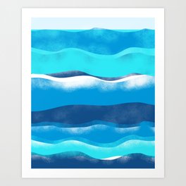 Bright Blue Ocean Waves Art Print