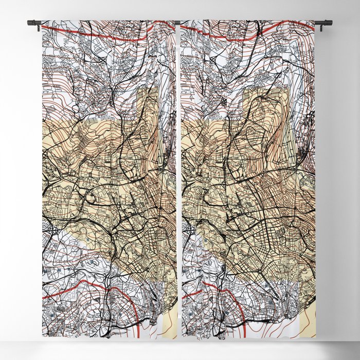 Lisbon - Portugal - Map Drawing Blackout Curtain