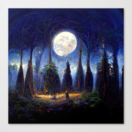 During a full moon night Canvas Print