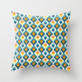 Small Aztec diamonds blue orange Throw Pillow