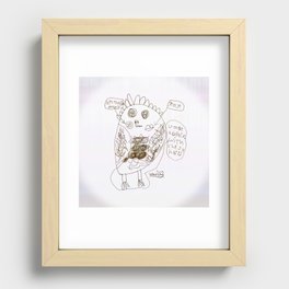 Weird Owl - BW Recessed Framed Print