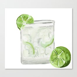 Watercolor Cocktail : Gin and Tonic Canvas Print