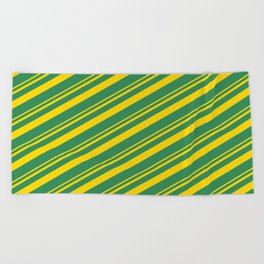 [ Thumbnail: Yellow & Sea Green Colored Lines/Stripes Pattern Beach Towel ]
