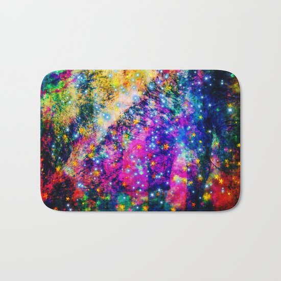 rainbow galaxy with stars Bath Mat