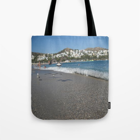Seagull Beach Greece Tote Bag