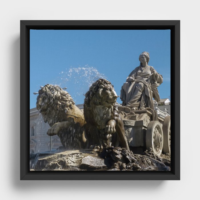 Spain Photography - Beautiful Fountain In Madrid Framed Canvas