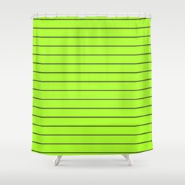 [ Thumbnail: Light Green & Dark Olive Green Colored Stripes Pattern Shower Curtain ]