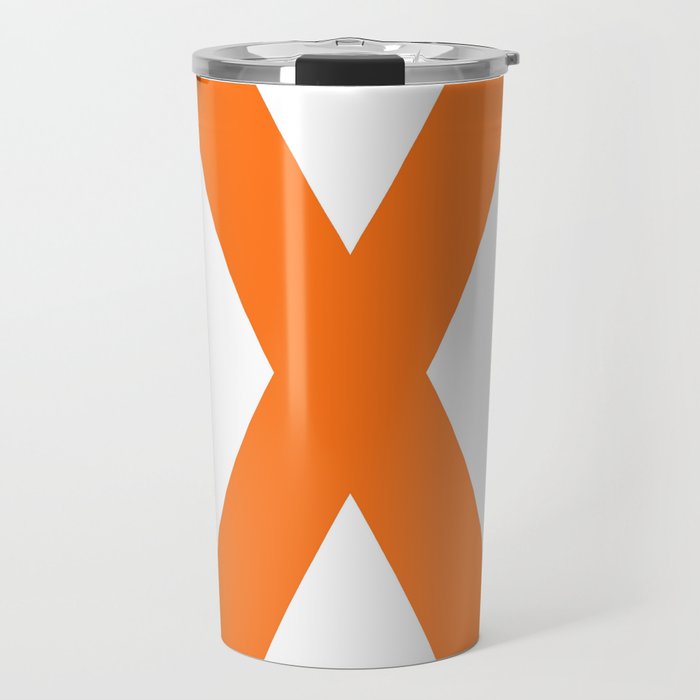 Letter X (Orange & White) Travel Mug