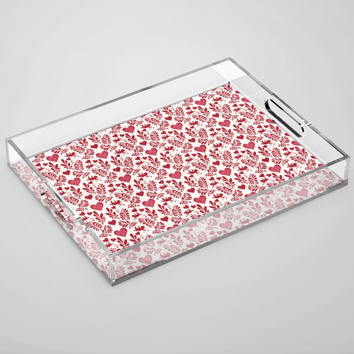 Cute Valentines Day Heart Pattern Lover Acrylic Tray