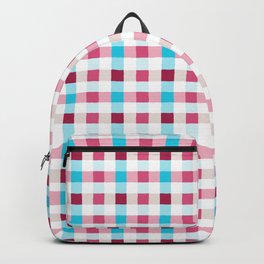 Irregular gingham check pattern in pink, blue and white Backpack | Retropattern, Retro, Digital, Vichy, Buffalocheck, Pattern, Checkpattern, Pink, Colorofmagic, Gingham 