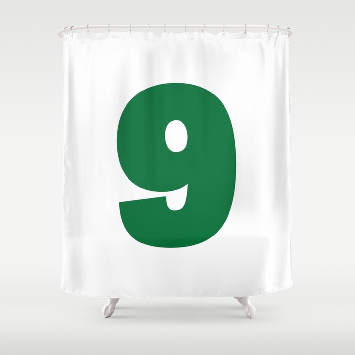 9 (Olive & White Number) Shower Curtain