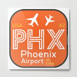 PHX airport code Phoenix Metal Print | Graphicdesign, Sky, Game, Fire, Arizona, Abbreviation, Airplanes, Inspiration, Modern, Destination 