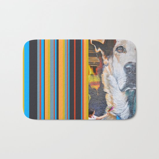 Few flowers as a tribute to the Loukanikos dog from Elisavet Bath Mat