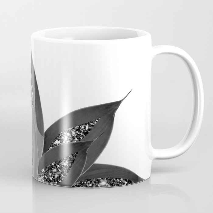 Gray Black Agave with Black Silver Glitter #1 (Faux Glitter) #shiny #tropical #decor #art #society6 Coffee Mug