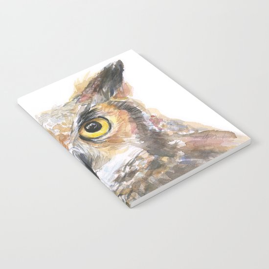 Great Horned Owl Watercolor Notebook