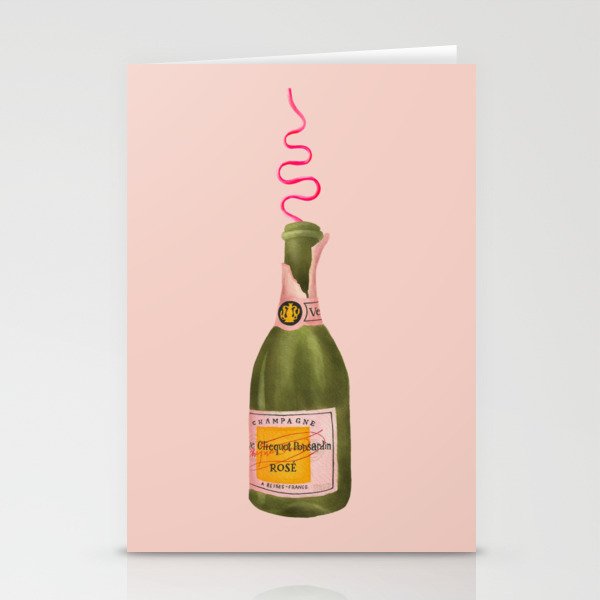 Champagne Through A Curly Straw - Blush Stationery Cards