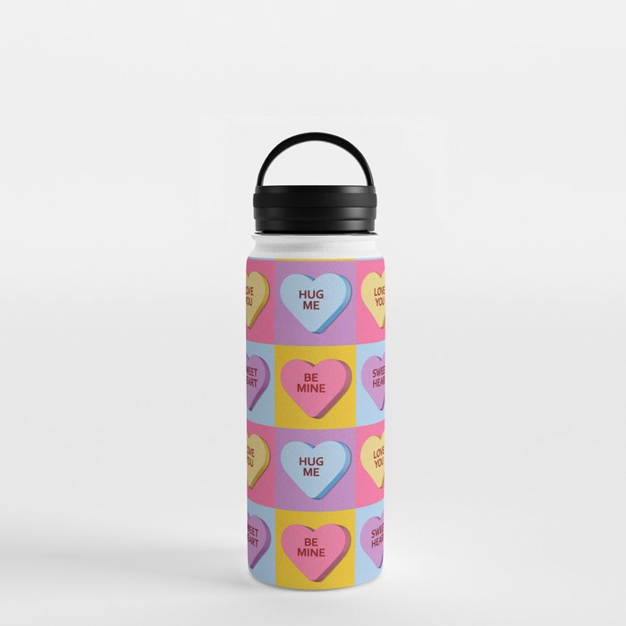Nice Candy Heart Valentines Water Bottle