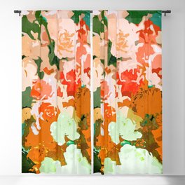 Velvet Floral, Summer Eclectic Botanical Blossom Blush Painting, Nature Colorful Garden Illustration Blackout Curtain