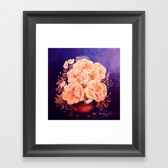 Peonies painting Framed Art Print