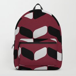 Vintage Diagonal Rectangles Black White Burgundy Backpack