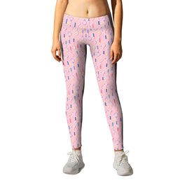 Collection of Retro Tennis Racquets on Pink Leggings