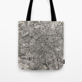Paris Map - Black&White City Maps Tote Bag
