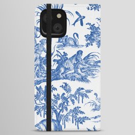 Blue and White Antique French Toile Chinoiserie iPhone Wallet Case