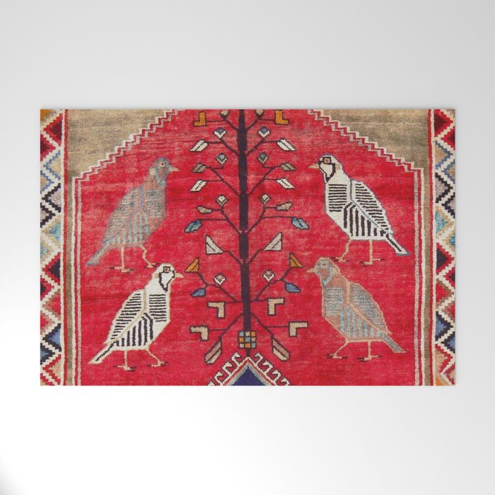 Persian Floral Rug With Several Birds Probably Quail Welcome Mat