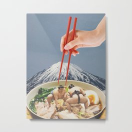 Fuji, Sumo, Ramen // Japan Love Metal Print | Sushi, Wrestling, Noodles, Mountain, Surrealism, Japan, Manga, Collage, Volcano, Foodie 