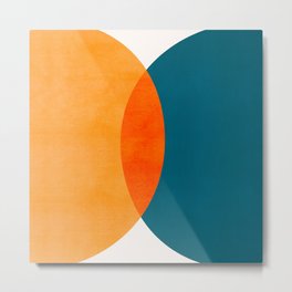 Mid Century Eclipse / Abstract Geometric Metal Print | Colorful, Teal, Maximal, Bright, Geometric, Circles, Blue, Shapes, Bold, Design 