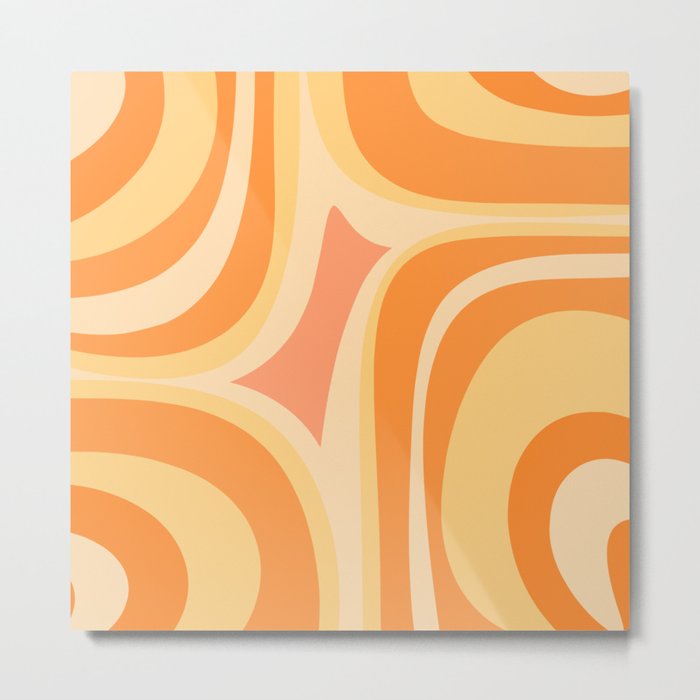 Orange Groove Retro Abstract Pattern Metal Print