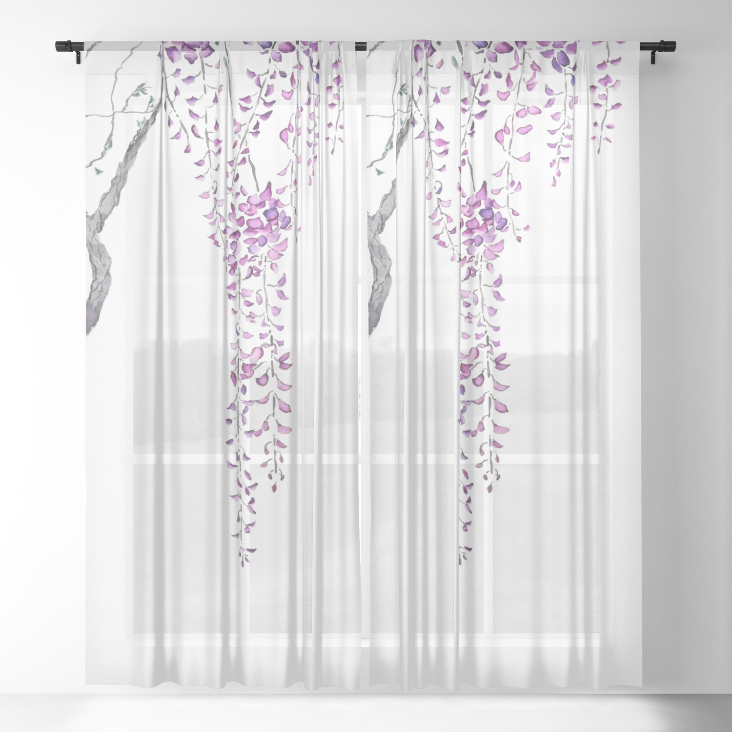 Purple Wisteria 2019 Sheer Curtain By Colorandcolor Society6