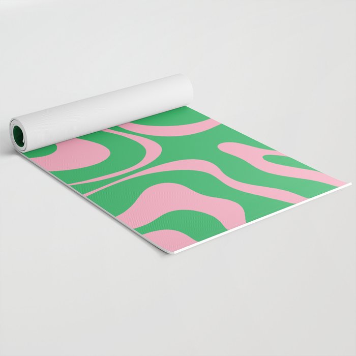 Liquid Swirl Abstract Pattern in Pale Beige and White Yoga Mat