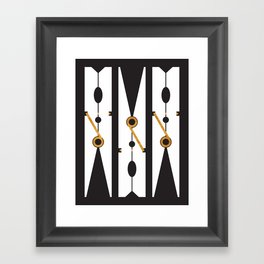 Laundry Clothespins - Gold, Black and White Framed Art Print