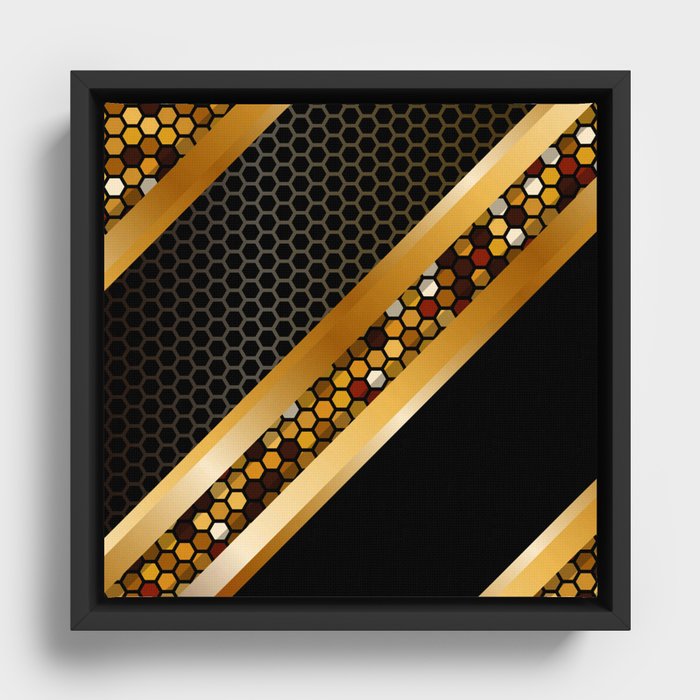 Luxury Black and Gold Pattern Framed Canvas