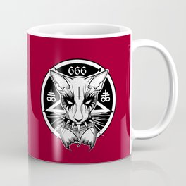 Black Metal Cat Red Coffee Mug | Rock, Hell, Beast, Goth, Music, Witch, Halloween, Drawing, Dark, Cat 