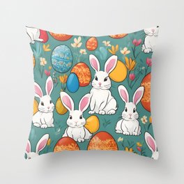 Trendy Bunny Easter Collection Throw Pillow