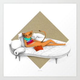 napping while reading Art Print