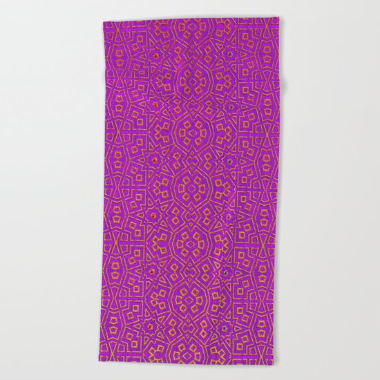 Purple Tribal Pattern Beach Towel