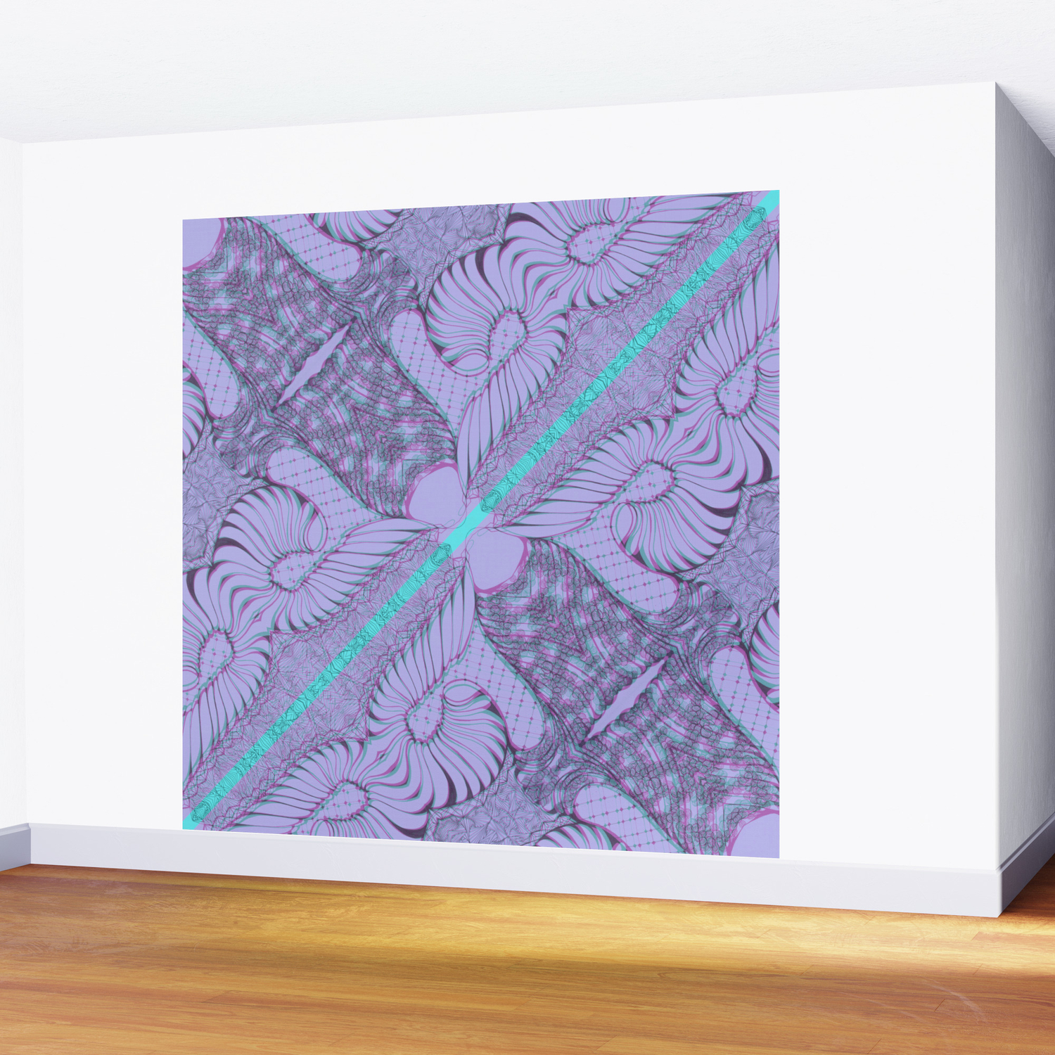 Diagonal Abstract Psychedelic Doodle 5 Wall Mural