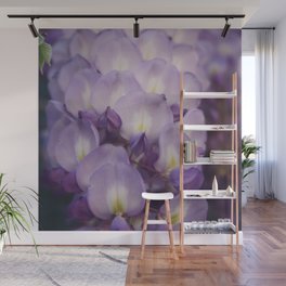 Pale Mauve And Purple Wisteria Flowers In Close Up Wall Mural