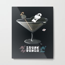 Drunk Panda Secret Agent Metal Print | Cocktail, Shaker, Funny, Digital, Tuxedo, Tux, Poker, Panda, Olive, Casino 